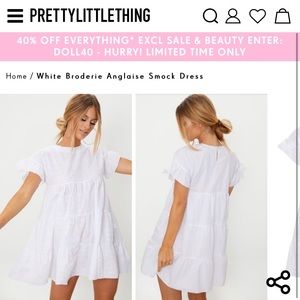 Prettily Little Thing White Smock Dress